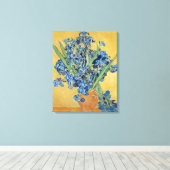 Van Gogh Irise Vase Blue Flowers Bouquet Fine Art Canvas Afdruk (Insitu (Houten vloer))