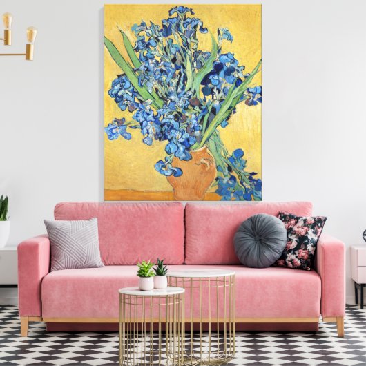 Van Gogh Irise Vase Blue Flowers Bouquet Fine Art Canvas Afdruk (Insitu (Woonkamer))