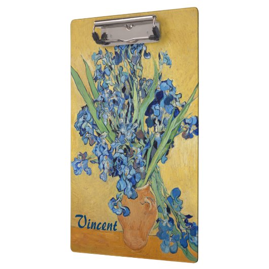 Van Gogh Irise Vase Blue Flowers Bouquet Fine Art Klembord (Links)