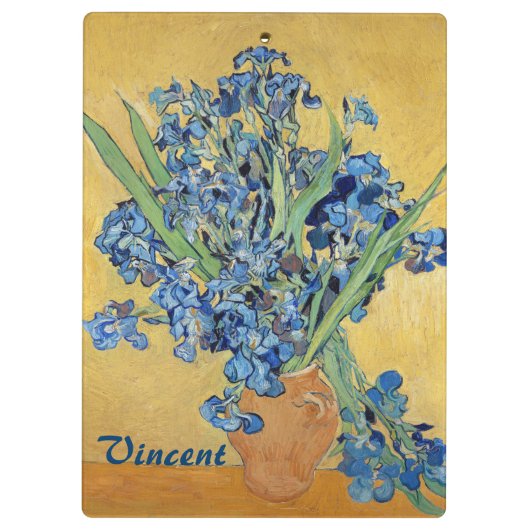 Van Gogh Irise Vase Blue Flowers Bouquet Fine Art Klembord (Achterkant)
