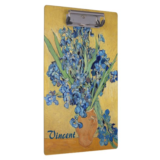 Van Gogh Irise Vase Blue Flowers Bouquet Fine Art Klembord (Rechts)