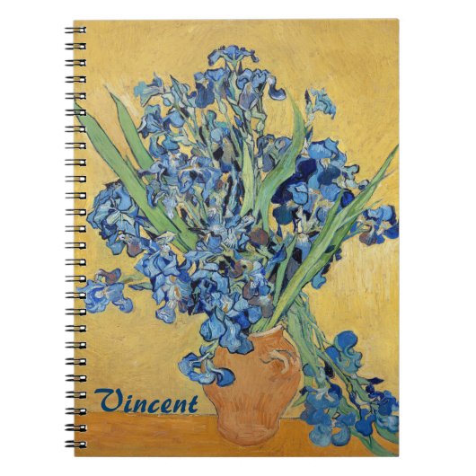 Van Gogh Irise Vase Blue Flowers Bouquet Fine Art Notitieboek (Voorkant)