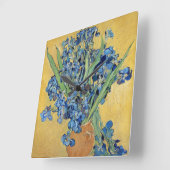 Van Gogh Irise Vase Gold Wall Blue Flowers Art Vierkante Klok (Hoek)