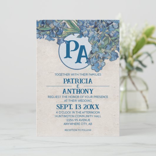 Van Gogh Irise Wedding Uitnodiging (Staand voorkant)