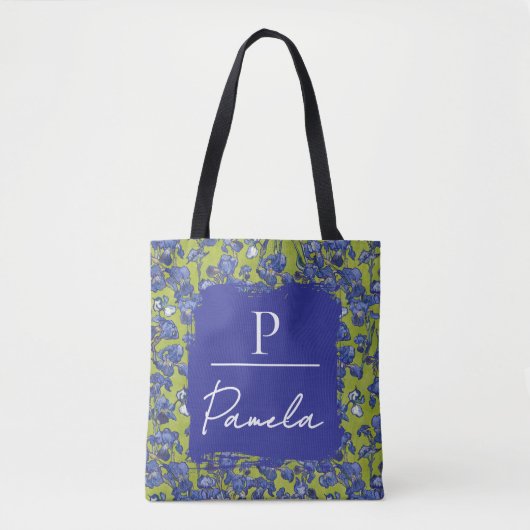Van Gogh Irises Appelgroene Monogram Tote Bag (Voorkant)