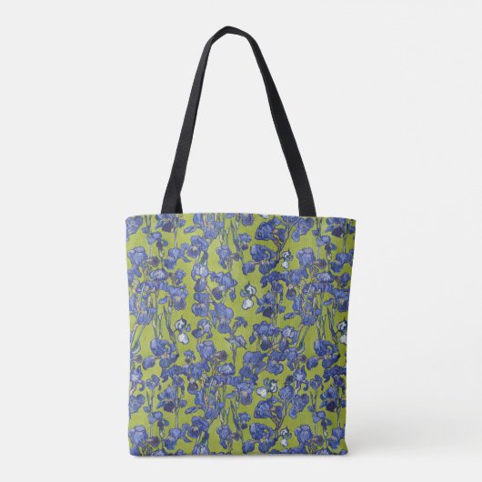 Van Gogh Irises Apple Green Monogram  Tote Bag (Achterkant)