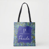 Van Gogh Irises Blue Green Monogram  Tote Bag (Voorkant)