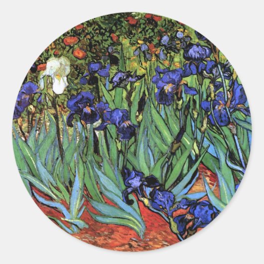 Van Gogh Irises (F608)  Fine Art Ronde Sticker (Voorkant)