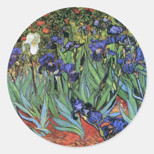Van Gogh Irises (F608)  Fine Art Ronde Sticker (Voorkant)
