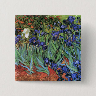 Van Gogh Irises (F608)  Fine Art Vierkante Button 5,1 Cm