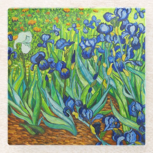 Van Gogh Irises Glazen Onderzetter (Voorkant)