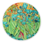 Van Gogh Irises in St. Remy, Blauwgroen Keramische Knop (Voorkant)