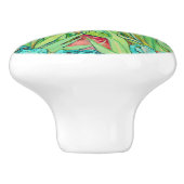 Van Gogh Irises in St. Remy, Blauwgroen Keramische Knop (Zijkant)