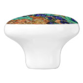 Van Gogh Irises in St. Remy, diep Paars Keramische Knop (Zijkant)