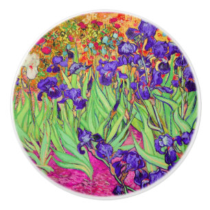 Van Gogh Irises in St. Remy, Paars+Roze Keramische Knop