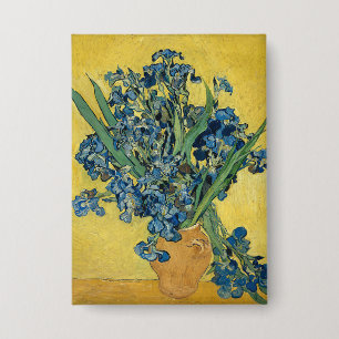 Van Gogh Irises - Krachtige Blauwe & Gele Kunst Button