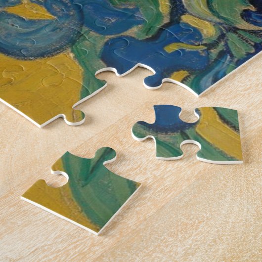 Van Gogh Irises Puzzle Yellow green blue Legpuzzel (Zijkant)