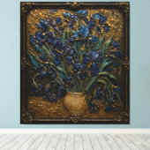 Van Gogh Irises Reliëf Kunstprint | Museum Geïnspi Canvas Afdruk (Insitu (Houten vloer))