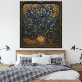 Van Gogh Irises Reliëf Kunstprint | Museum Geïnspi Canvas Afdruk (Insitu (Slaapkamer))