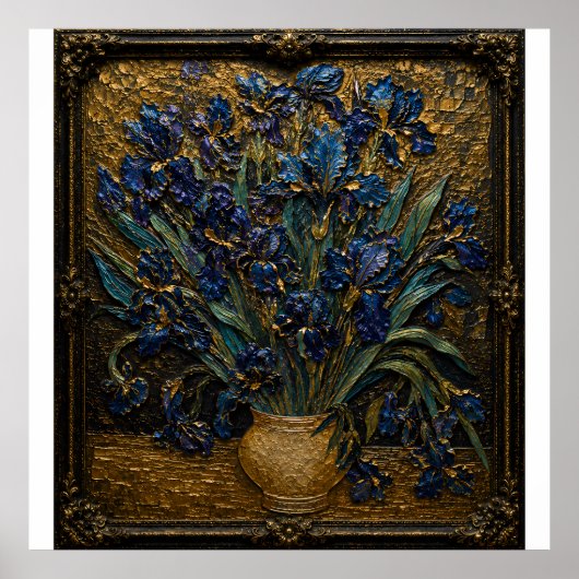 Van Gogh Irises Reliëf Kunstprint | Museum Geïnspi Poster (Voorkant)