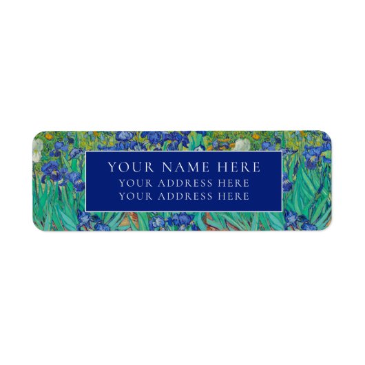 VAN GOGH "IRISES" RETURN ADRESETIKET ETIKET (Voorkant)