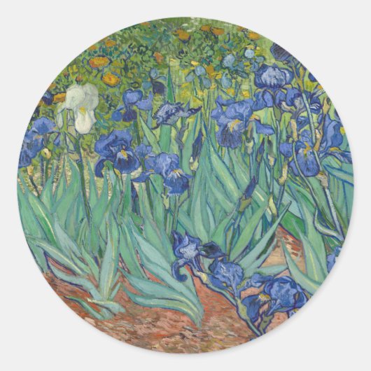 Van Gogh  Irises Ronde Sticker (Voorkant)