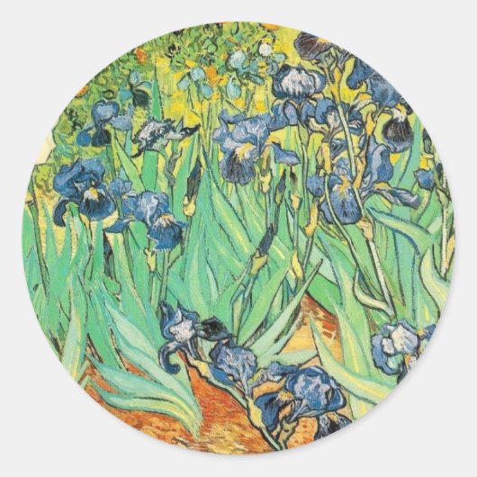 Van Gogh Irises Ronde Sticker (Voorkant)