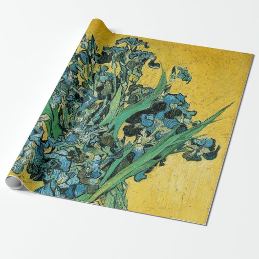 Van Gogh Irises Vase Yellow Floral Painting Cadeaupapier (Uitgerold)