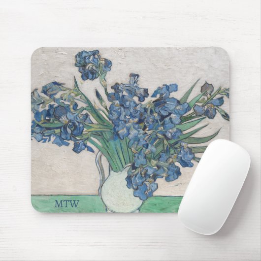 Van Gogh Irises voegen je monogram toe Muismat (Met muis)