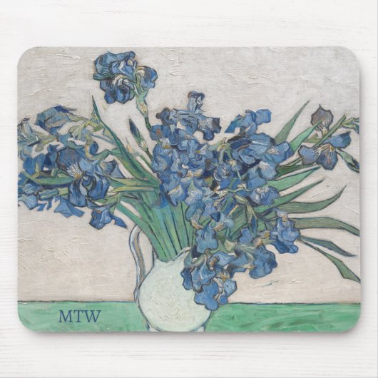 Van Gogh Irises voegen je monogram toe Muismat (Voorkant)
