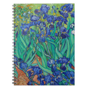 Van Gogh Irissen. Blauwe bloemen natuur impression Notitieboek