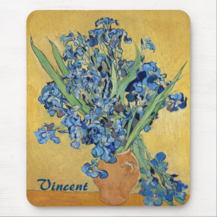 Van Gogh Irissen Vaas Blauw Bloemen Boeket Fine Ar Muismat