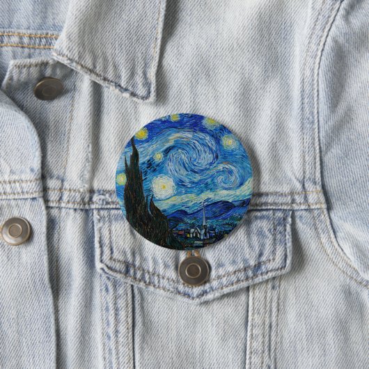 Van Gogh is de Sterrennacht Ronde Button 7,6 Cm (In situ)