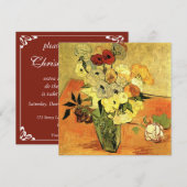 Van Gogh Japans Vase met Rozen kerstfeest Kaart (Voorkant / Achterkant)
