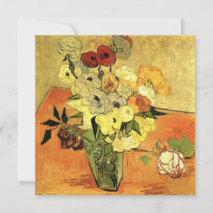 Van Gogh Japanse Vaas met Rozen Kerstfeestje Kaart