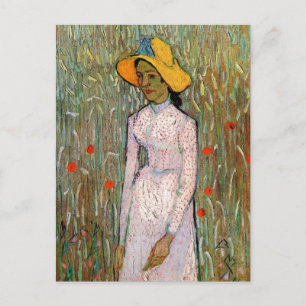 Van Gogh, Jong meisje staand; achtergrond van tarw Briefkaart