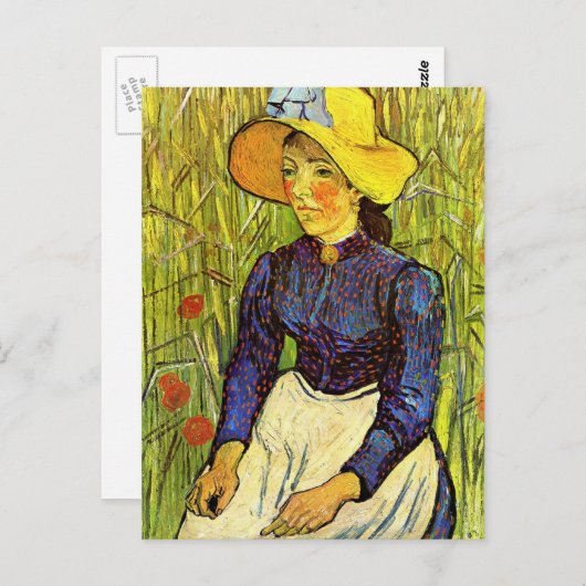 Van Gogh, jonge boerenvrouw met stro-Pet Briefkaart (Voorkant / Achterkant)