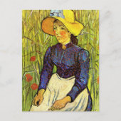 Van Gogh, jonge boerenvrouw met stro-Pet Briefkaart (Voorkant)