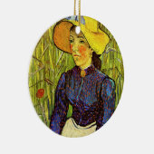 Van Gogh, jonge boerenvrouw met stro-Pet Keramisch Ornament (Rechts)