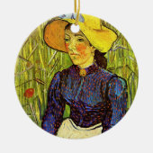 Van Gogh, jonge boerenvrouw met stro-Pet Keramisch Ornament (Voorkant)