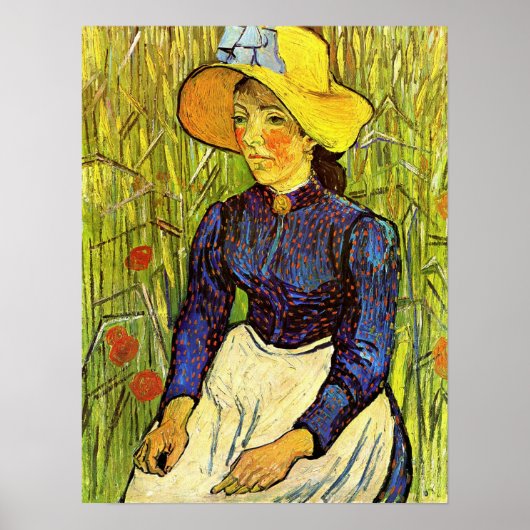 Van Gogh, jonge boerenvrouw met stro-Pet Poster (Voorkant)