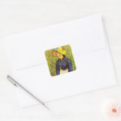 Van Gogh, jonge boerenvrouw met stro-Pet Vierkante Sticker (Envelop)