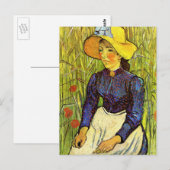 Van Gogh, Jonge boerin met strohoed Briefkaart (Voorkant / Achterkant)
