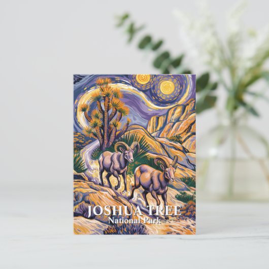 Van Gogh Joshua Tree Wildlife Sheep & Custom Text Briefkaart (Staand voorkant)