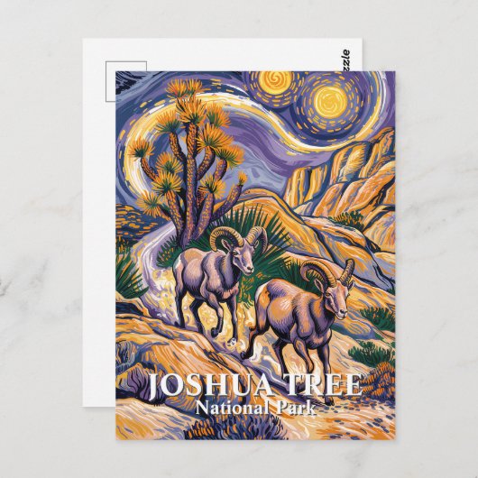 Van Gogh Joshua Tree Wildlife Sheep & Custom Text Briefkaart (Voorkant / Achterkant)
