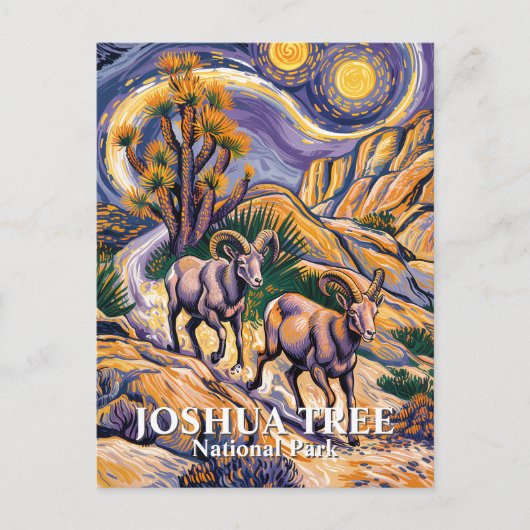 Van Gogh Joshua Tree Wildlife Sheep & Custom Text Briefkaart (Voorkant)