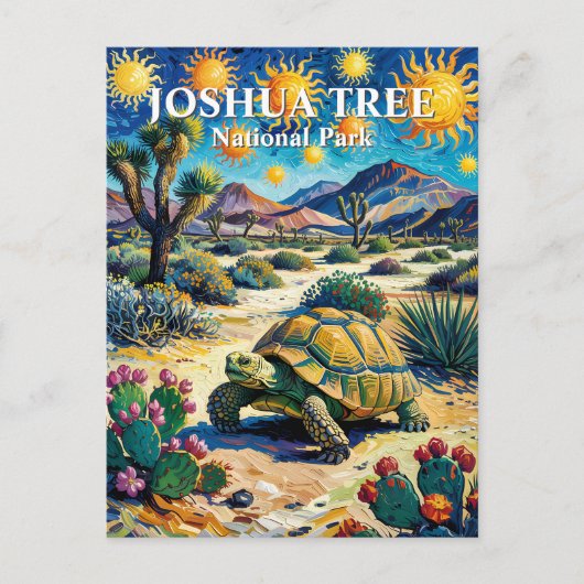 Van Gogh Joshua Tree Wildlife Tortoise Colorful Briefkaart (Voorkant)