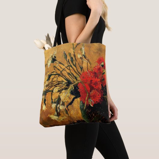 Van Gogh - Jug met rode en witte anjers Tote Bag (Dichtbij)