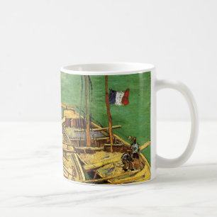 Van Gogh-kade met mannen die zandboten lossen Koffiemok