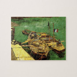 Van Gogh-kade met mannen die zandboten lossen Legpuzzel